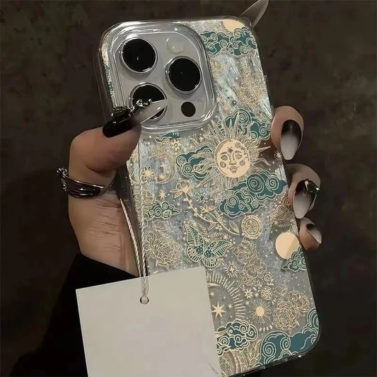 Ancient And Mysterious Sun Pattern Phone Case For iPhone 11 12 13 14 15 16 17 Pro Max Air XS XR X Plus 16E Hard Back Cover