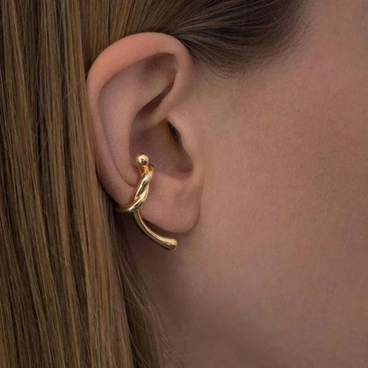 1Pcs Fashion Design Gold Color Knotted Ear Clip for Women Girls Punk Simple No Pierced Ear Cartilage Clip Jewelry Gifts
