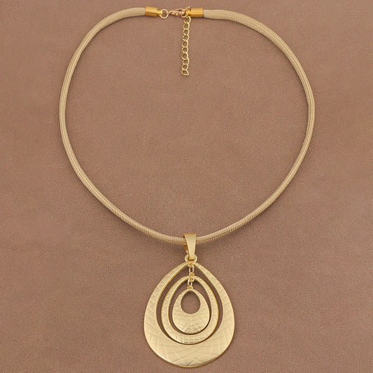 1 x Matte Gold Color Boho Flower Fashion Multi Layer Pendant On Rope Chain Necklace For Women's Daily Wear,Gifts